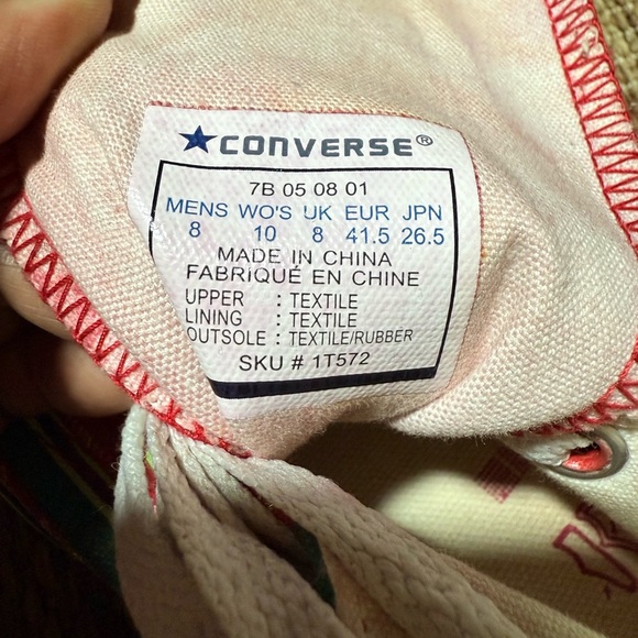 Vintage Converse Chuck Taylor Rare Christmas Holiday Shoes W10 M8 Ribbon design - Picture 10 of 14